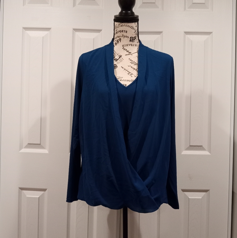 Alfani Plus, Rare Earth, Women's Teal Long Sleeve Blouse